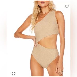 Celine Metallic One Shoulder Cutout One Piece Swimsuit